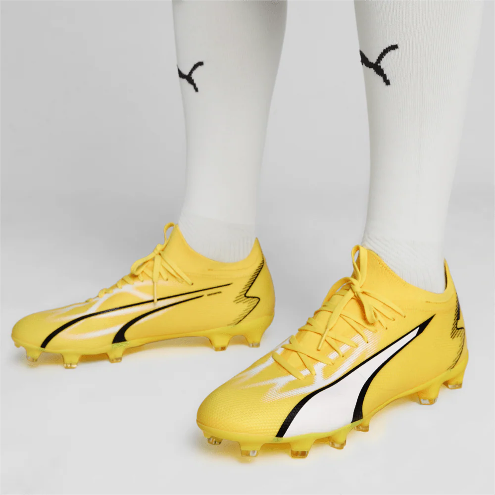 PUMA Ultra Match FG AG Multi Ground Cleats Yellow White Black