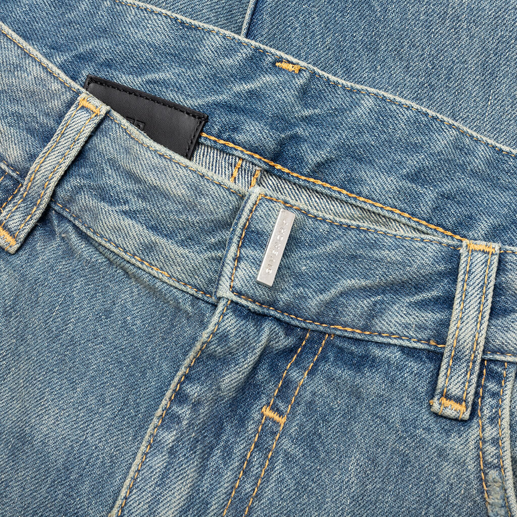 Unpicked Hem Straight Fit Pant Medium Blue