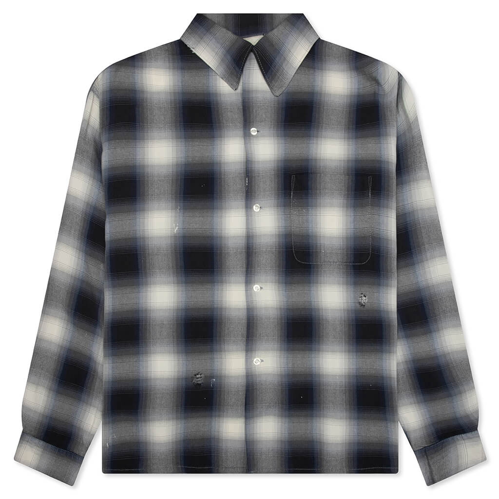 Saint Michael x Lastman Mx6 Checkered L S Buttonup Shirt Navy