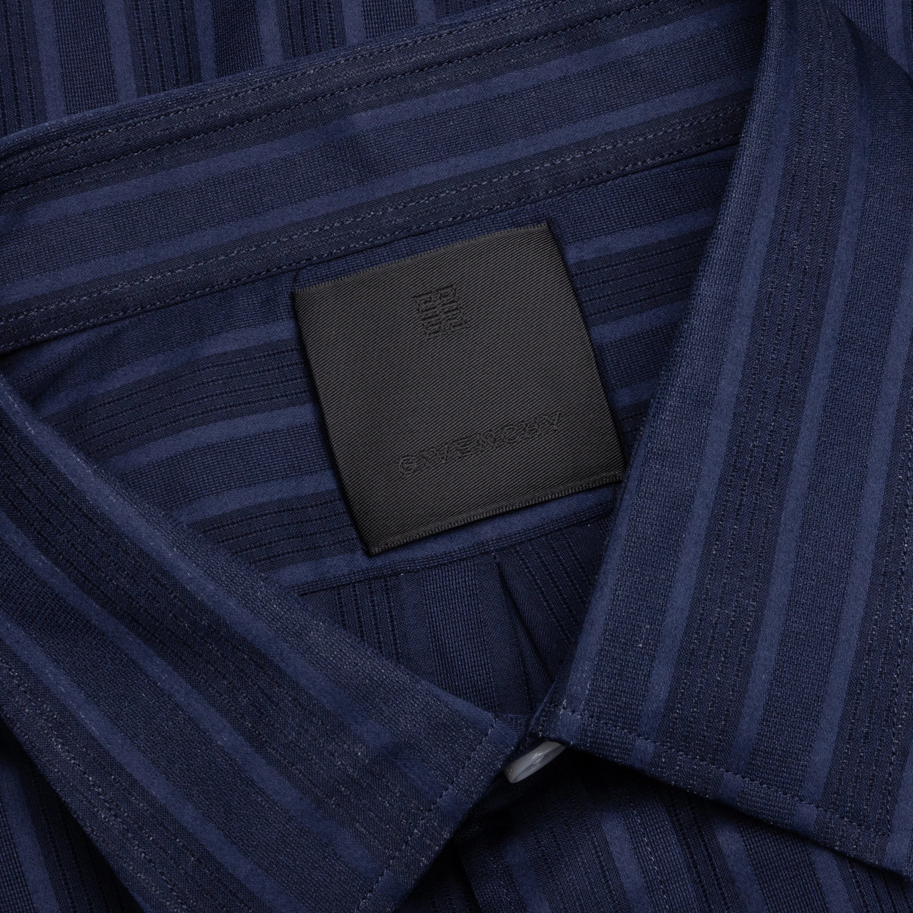 Cotton Voile Shirt With Stripes Navy
