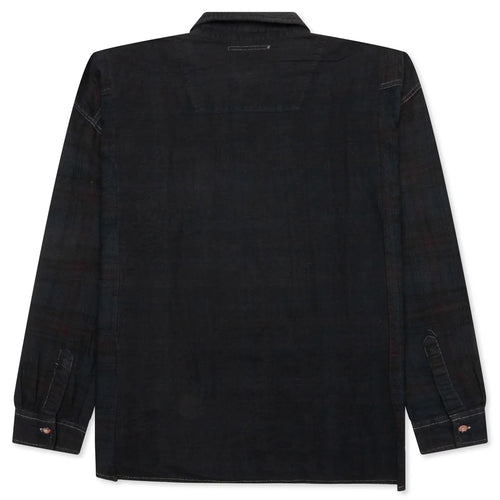 Over Dyed Ribbon Wide Shirt Black