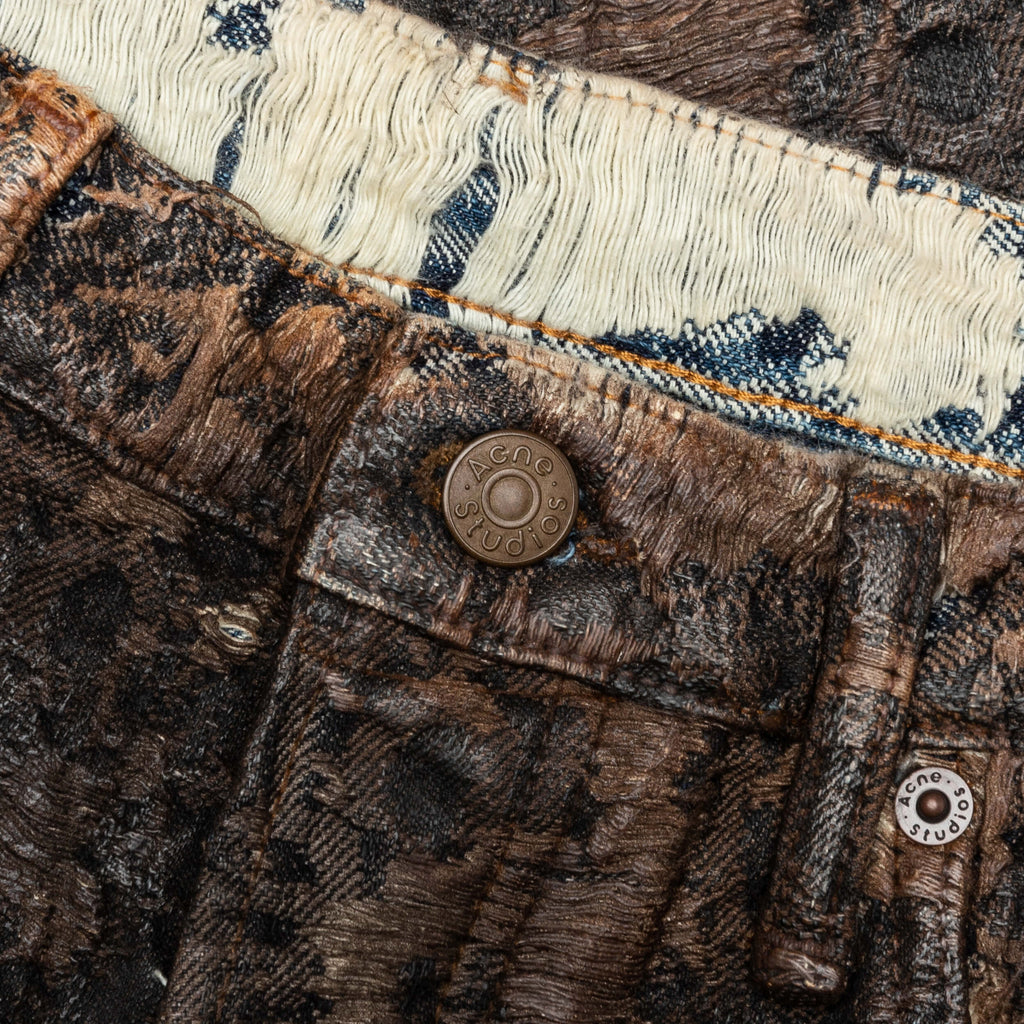 Loose Fit Denim Monogram Shorts Fn Mn Shor000260 Brown