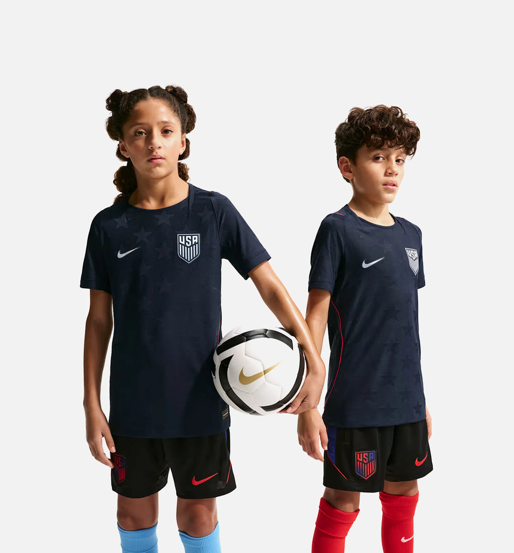 USMNT 2026 27 Match Away Aero Fit Soccer Authentic Grade School Jersey Dark Obsidian University Red Pure Platinum