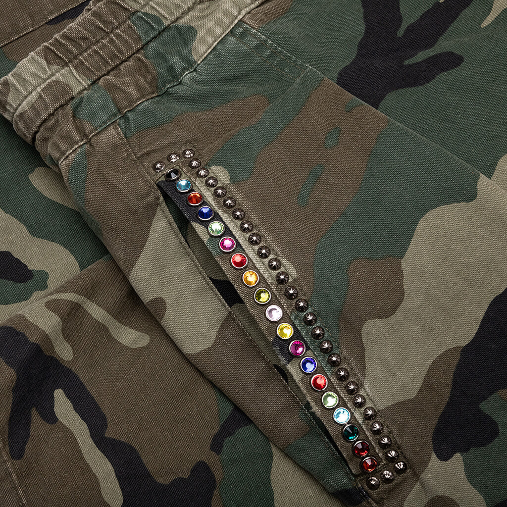 Camo Pleated Cargo Shorts Camo