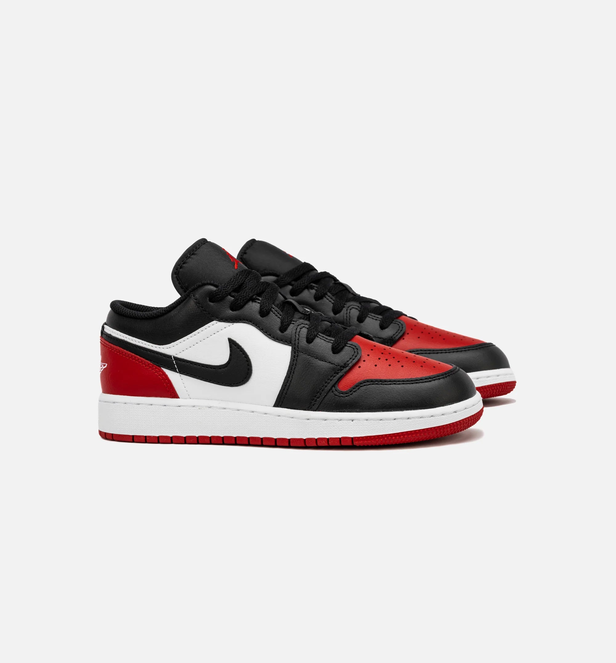 Air Jordan 1 Low Bred Toe Grade School Lifestyle Shoe Red Black