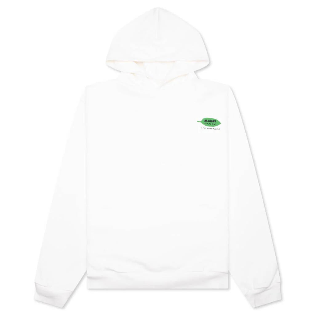 Organic Cotton Hoodies With Wordsearch Flower Print Natural White