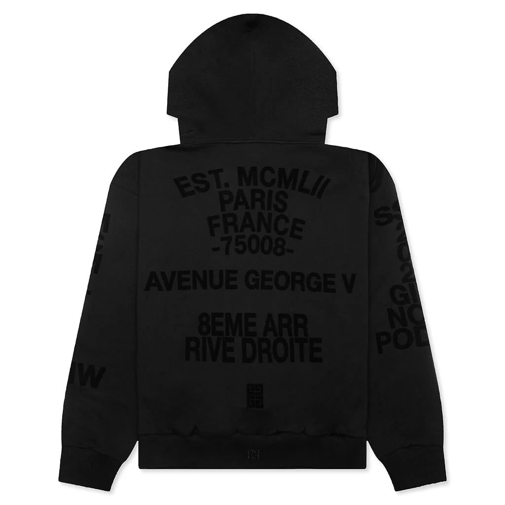 Boxy Fit Hoodie With Zip And Pocket Base Black