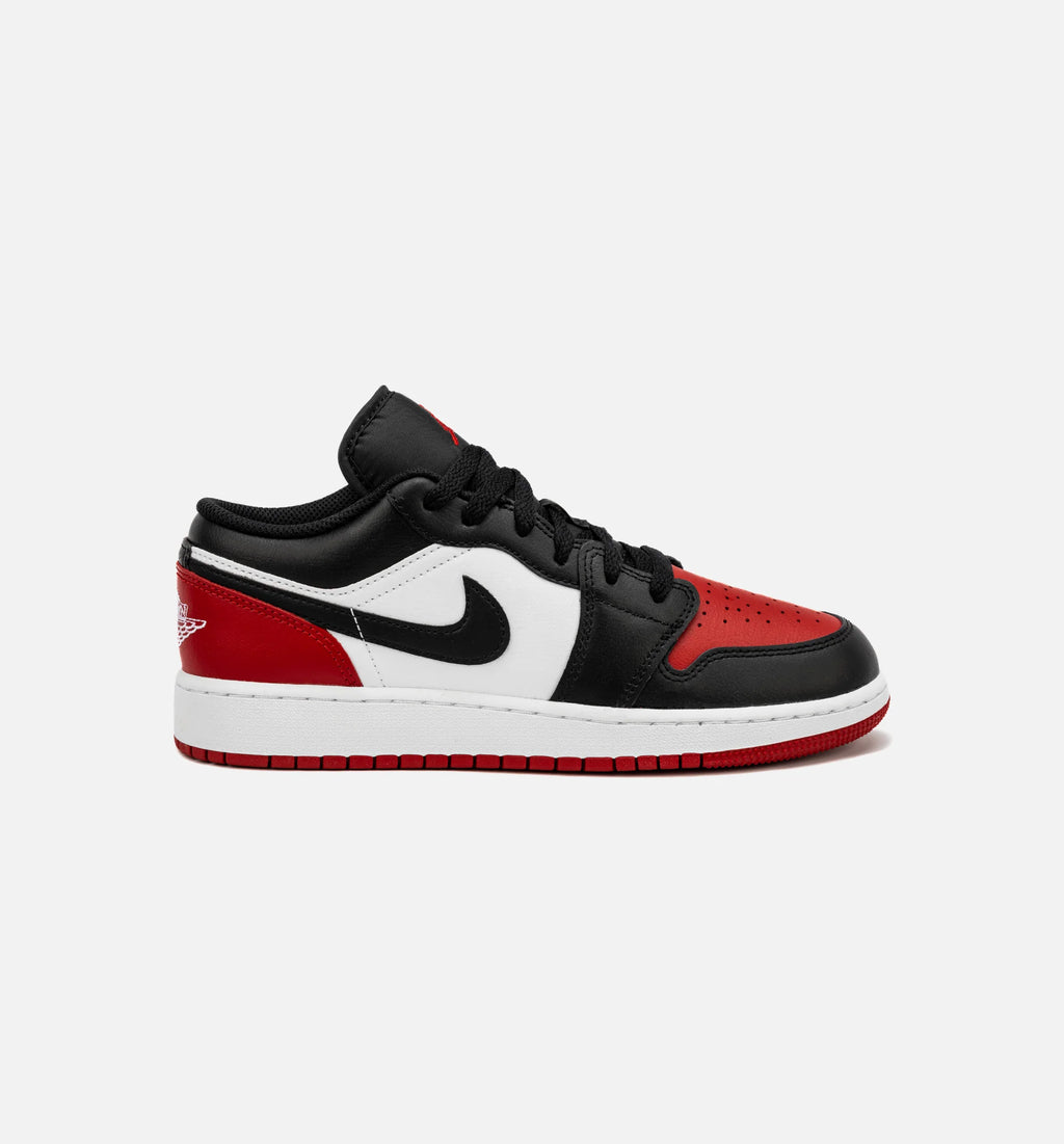 Air Jordan 1 Low Bred Toe Grade School Lifestyle Shoe Red Black