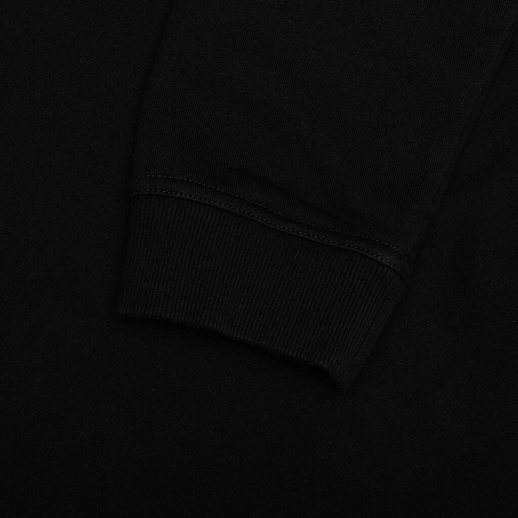 Upside Down Logo Hoodie Black White Embroidery