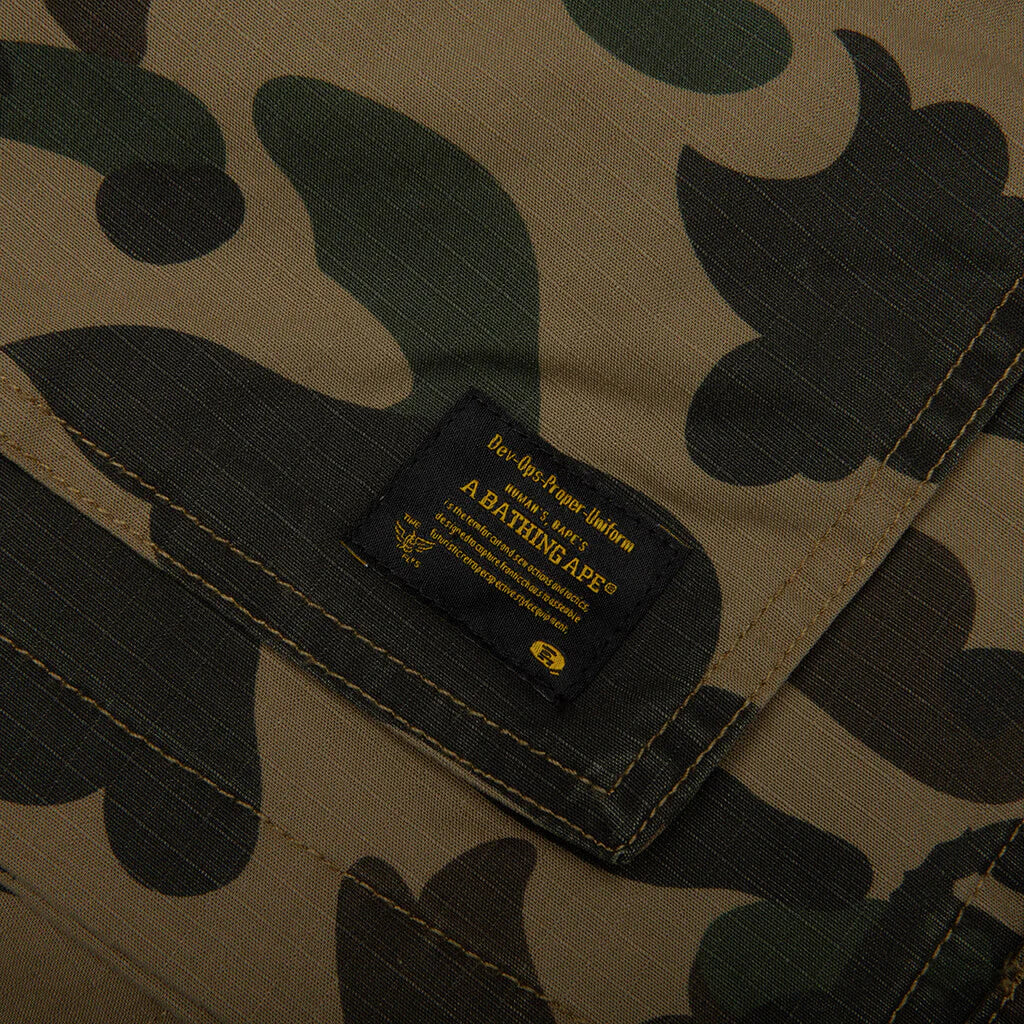 1st Camo Heavy Washed Multi Pocket Cargo L S Shirt Green