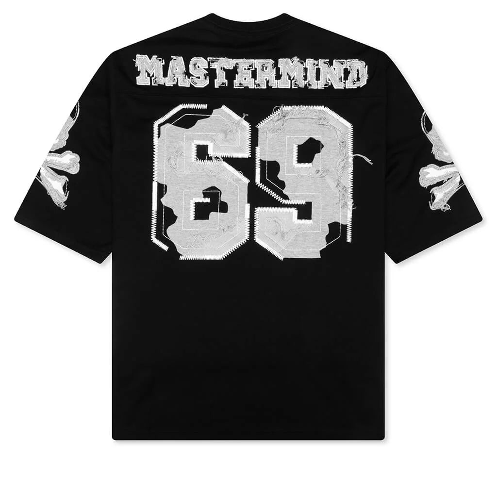 69 Distressed Patch Half Sleeve Tee Black