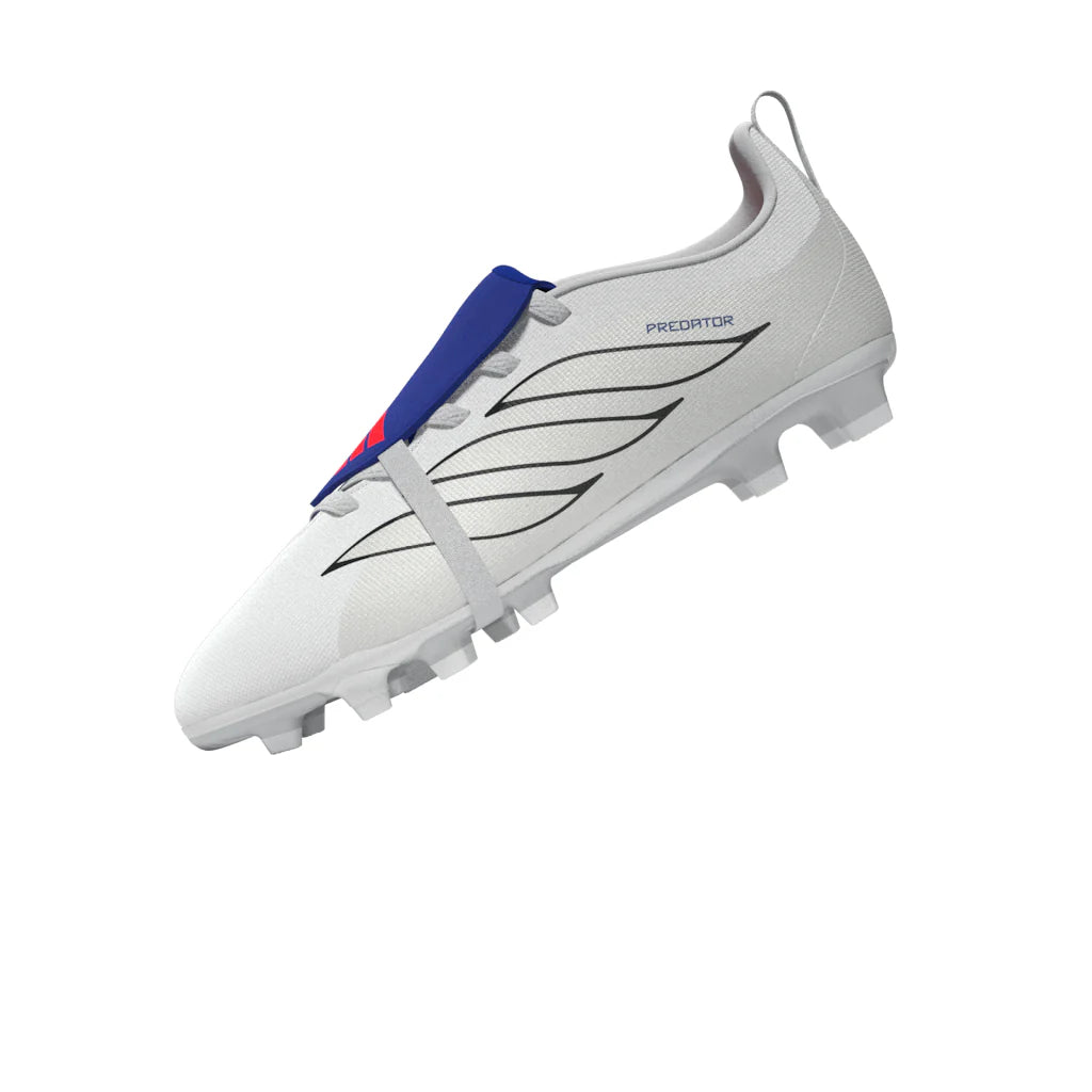 adidas Predator Club Fold Over Tongue Elastic Laces Firm Ground Multi Ground Youth Soccer Cleats White