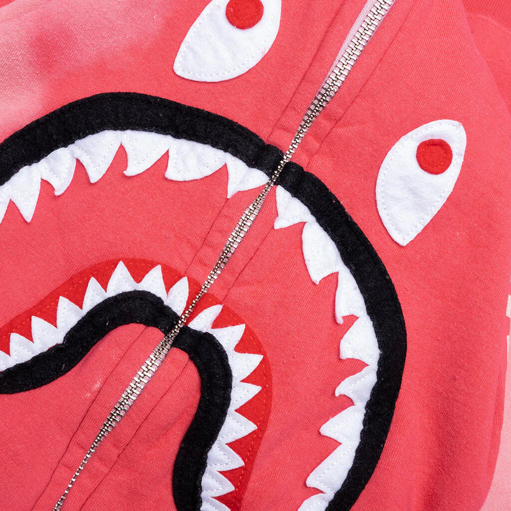 Hand Dye Shark Full Zip Hoodie Red
