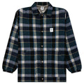 Wool Melton Plaid Coach Jacket Green