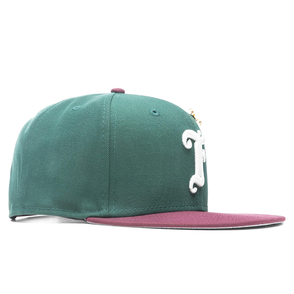 Feature x New Era Old English F Snapback Hat w Pin Dark Green Maroon
