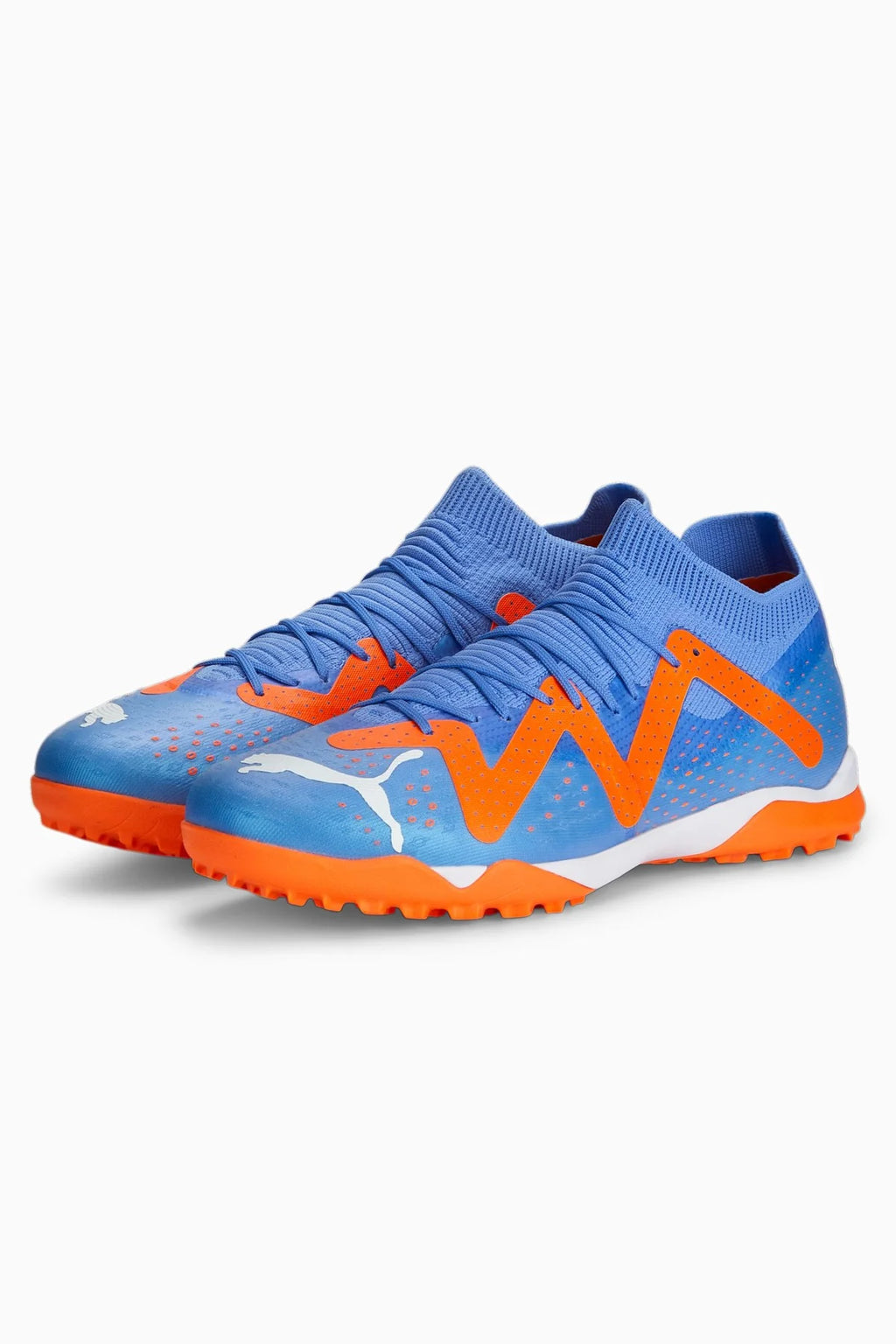 PUMA Future Match TT Turf Mens Soccer Cleats Blue Glimmer White Ultra Orange