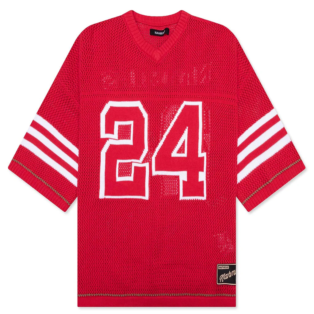 Knit 24 Football Shirt Cherry
