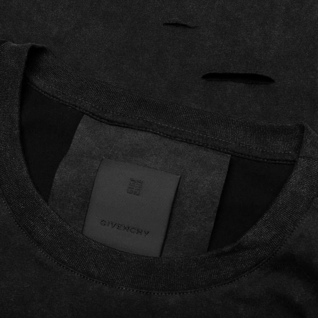 2 Layer Classic Fit Hole T Shirt Faded Black
