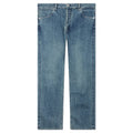 Washed and Bleached Raw Denim Trousers Blue