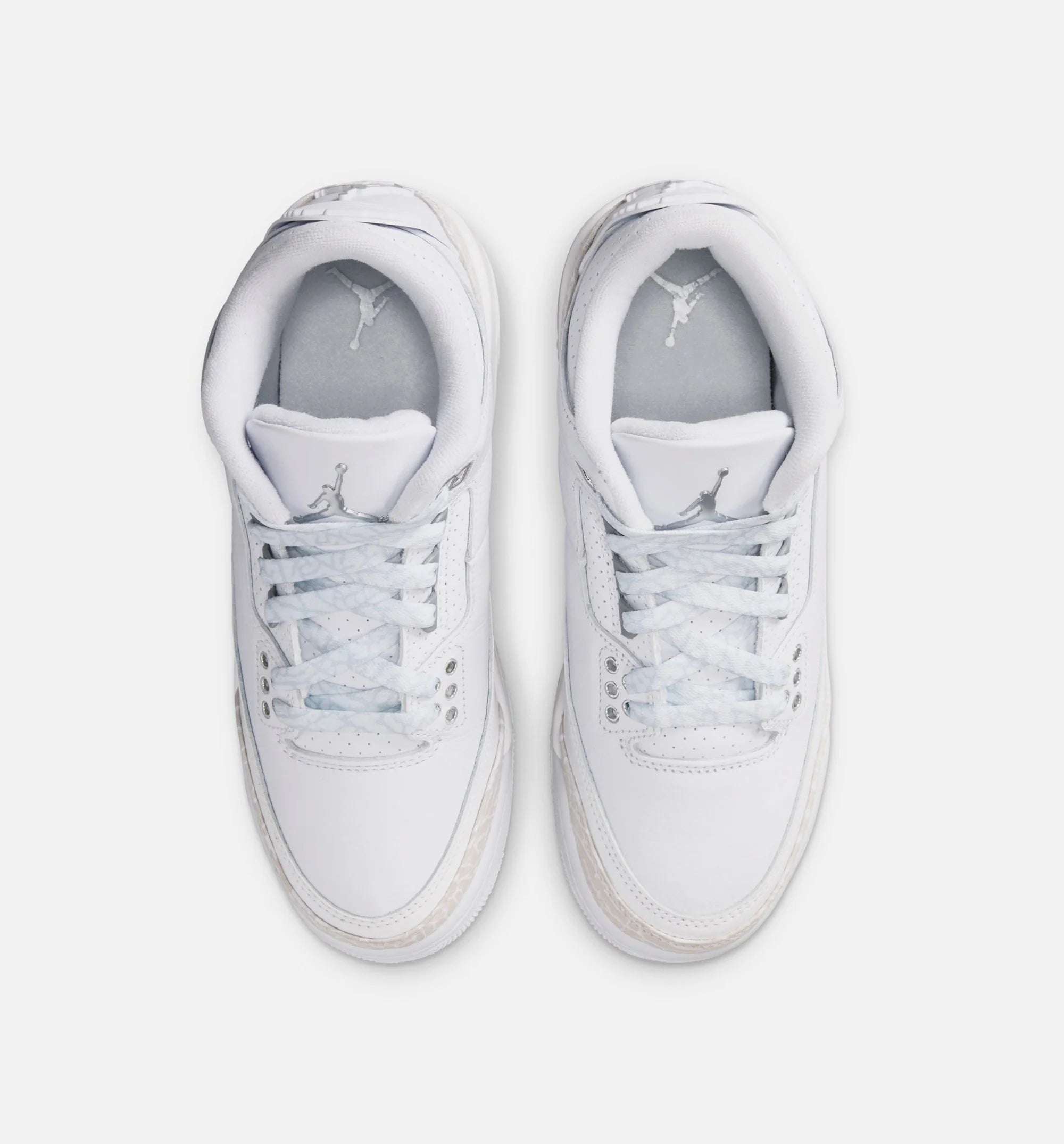 Air Jordan 3 Retro White And Silver Grade School Lifestyle Shoe White Metallic Silver Free Shipping