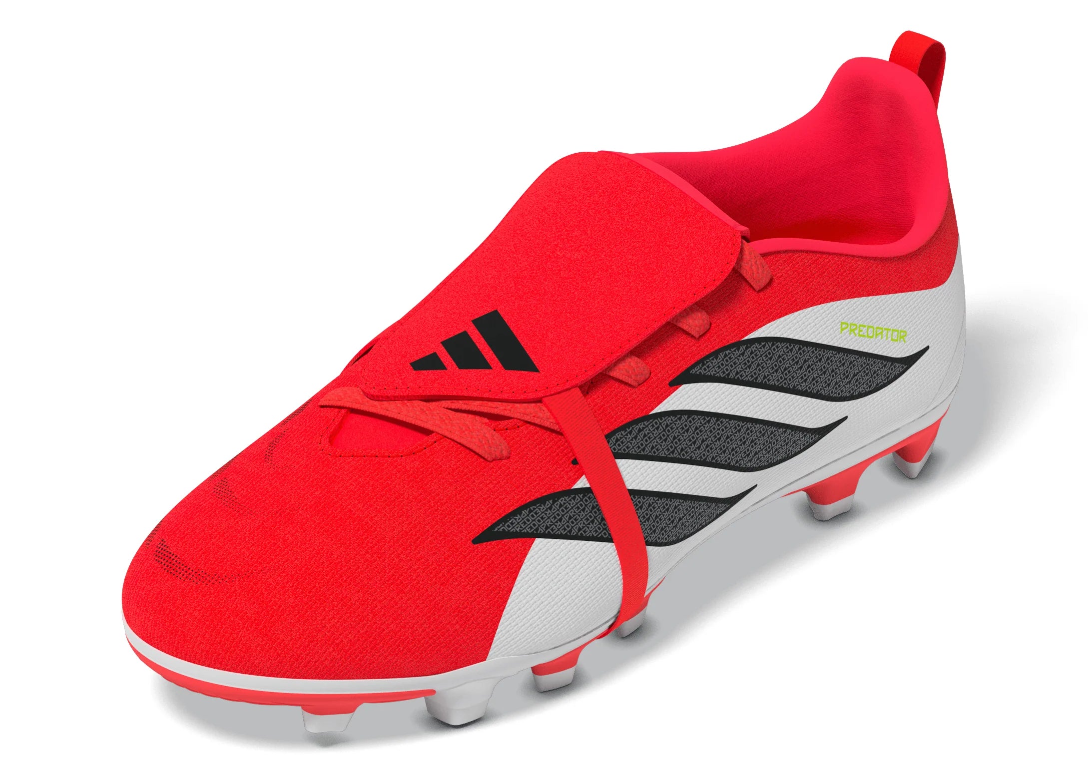 adidas Predator Club Fold Over Tongue Elastic Laces FG MG Youth Soccer Cleats Red Black White