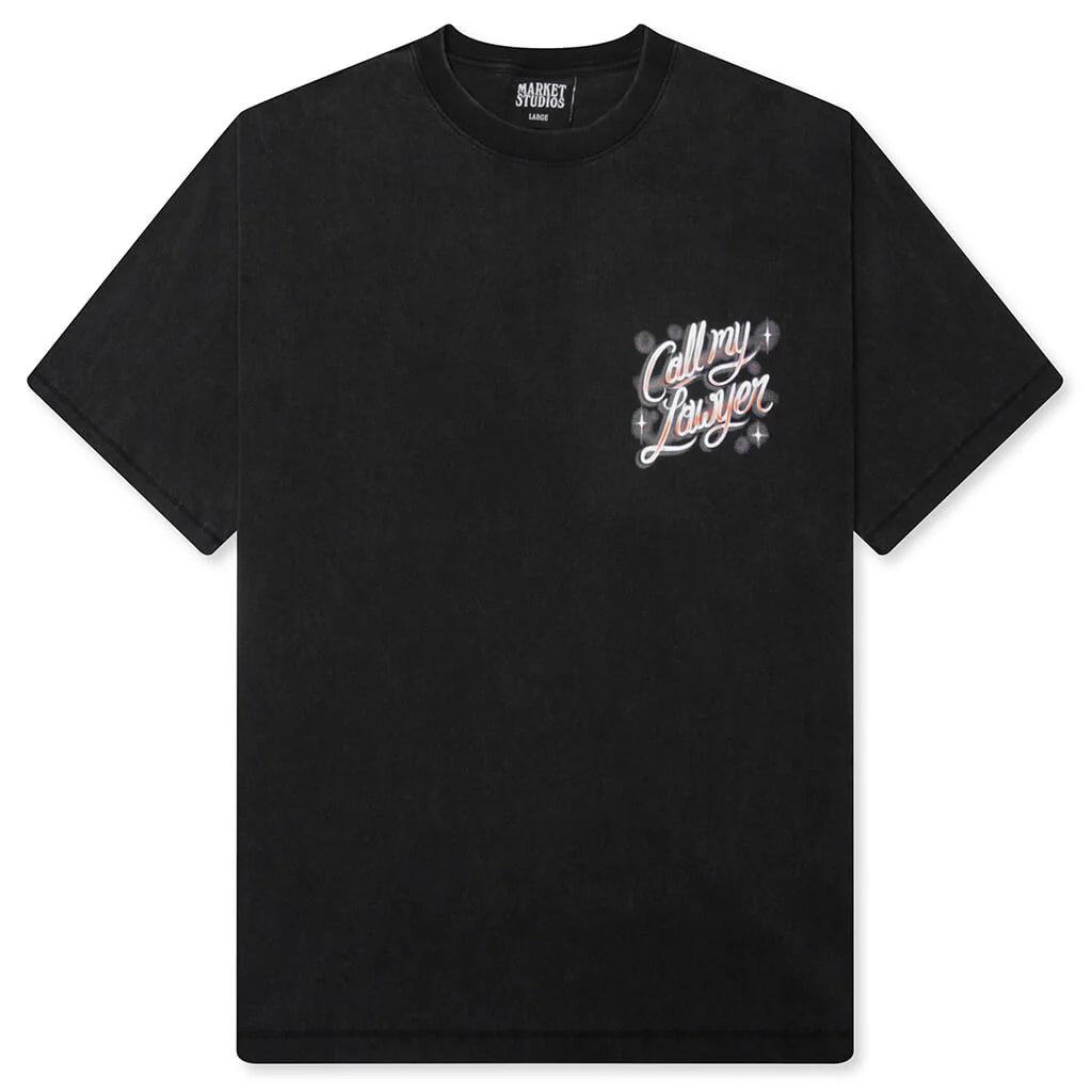 Airbrush Call My Lawyer T Shirt Washed Black