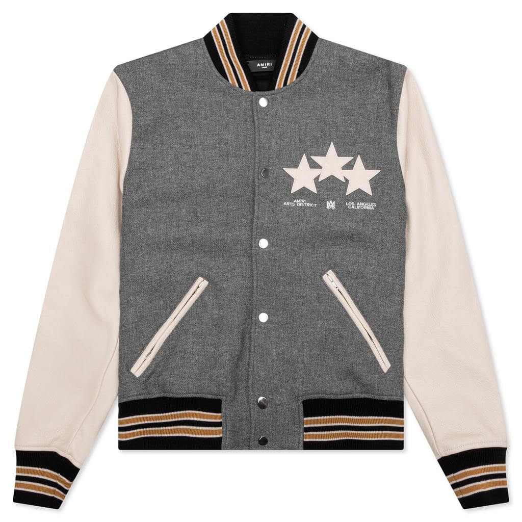 Oversized Stars Varsity Jacket Grey