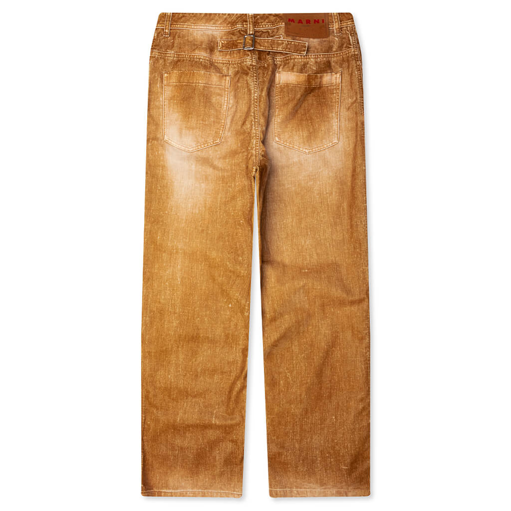 Garment Dyed Flock Denim Trousers Moccasin