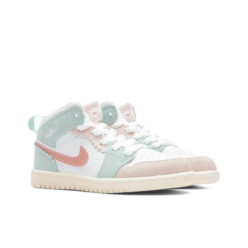Air Jordan 1 Mid SE PS White Pink Oxford Jade Ice