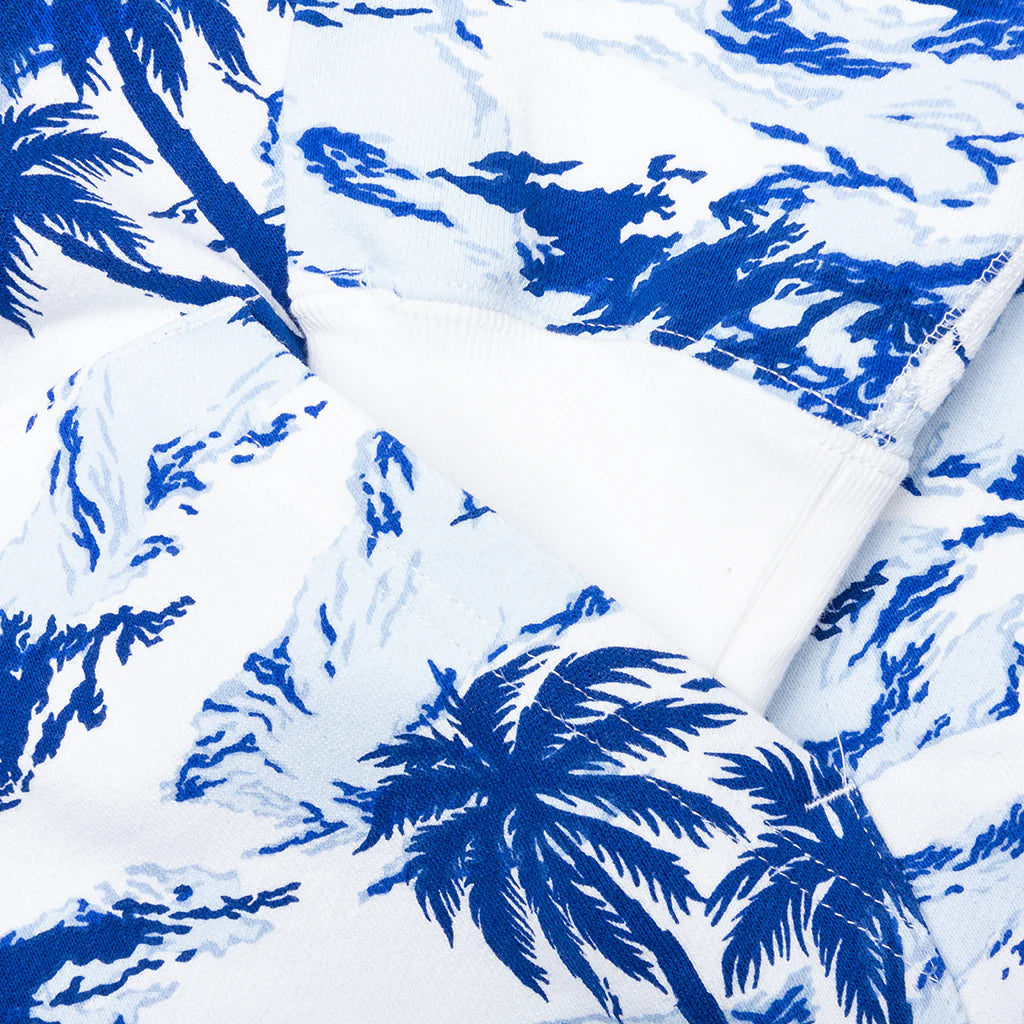 Palm Tree Camo Relaxed Fit Shark Full Zip Hoodie Blue