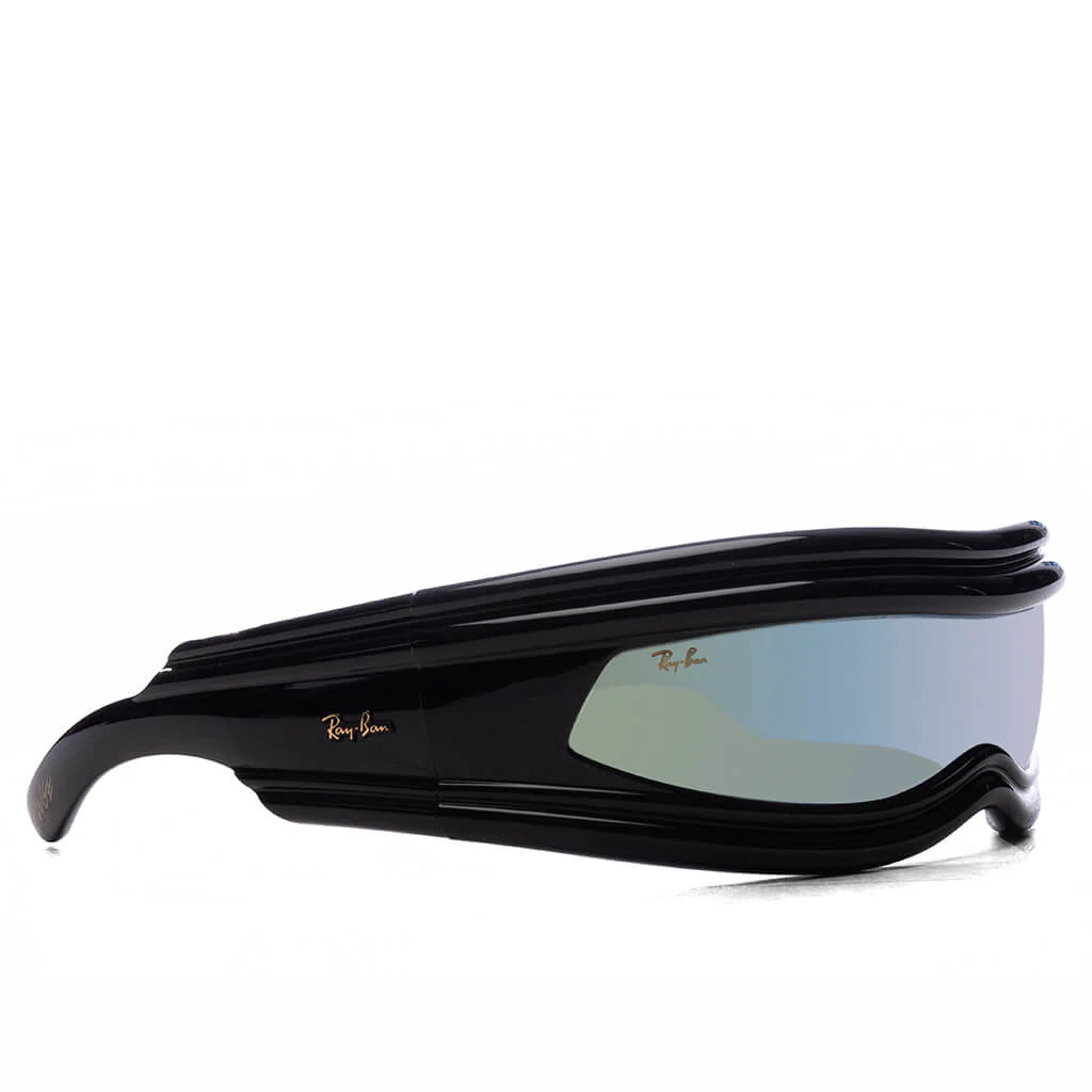 Ray Ban x AAP Rocky Ultra Wrap 001 Black Green Mirror Silver