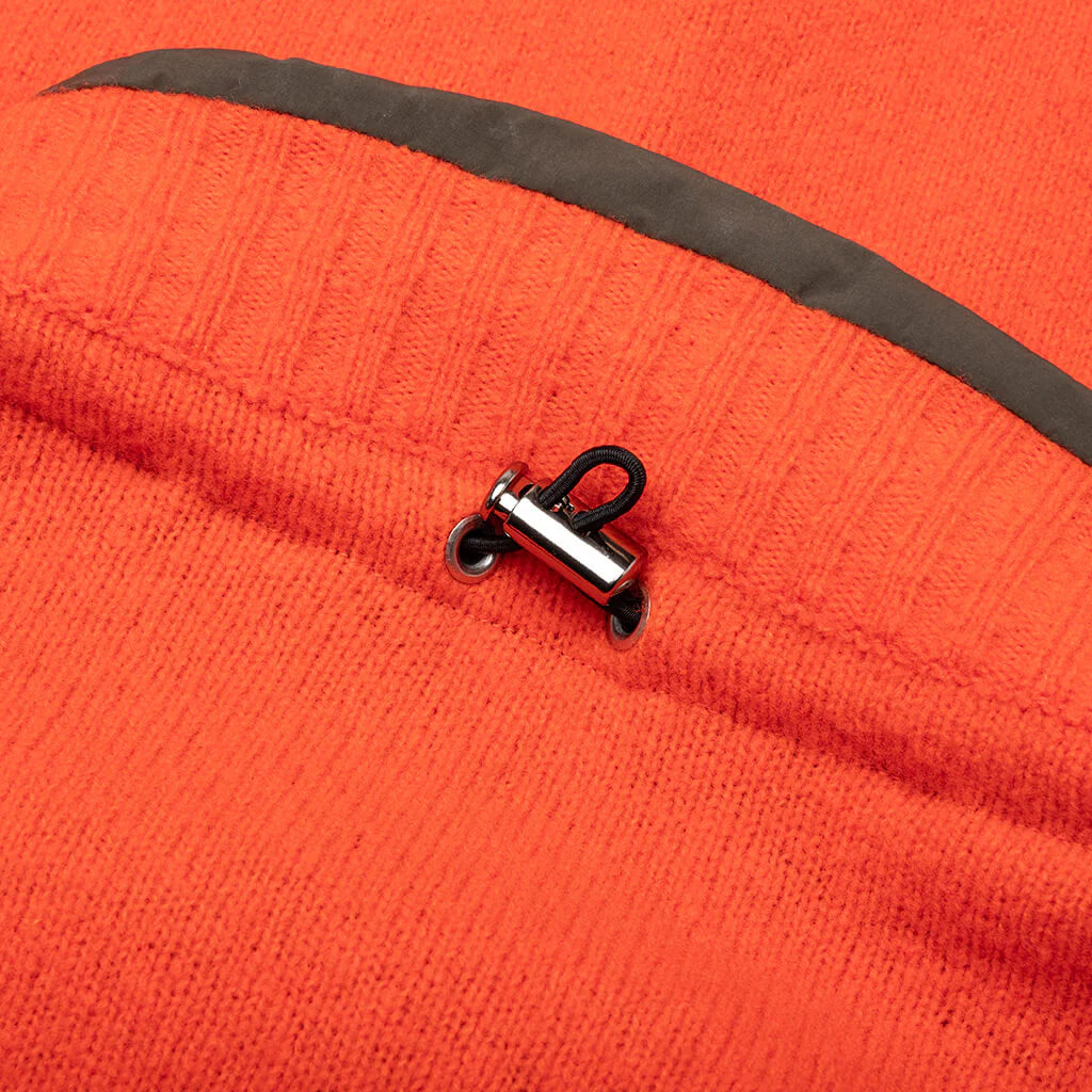 Reversible Knit Pullover Orange Khaki