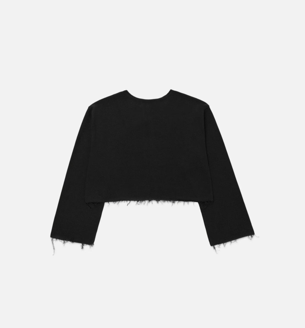 Round Crop Zip Crew Womens Sweatshirt Black