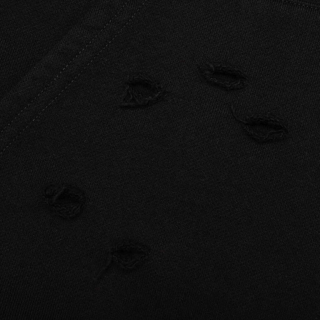 Distressed Hoodie Small Logo Black
