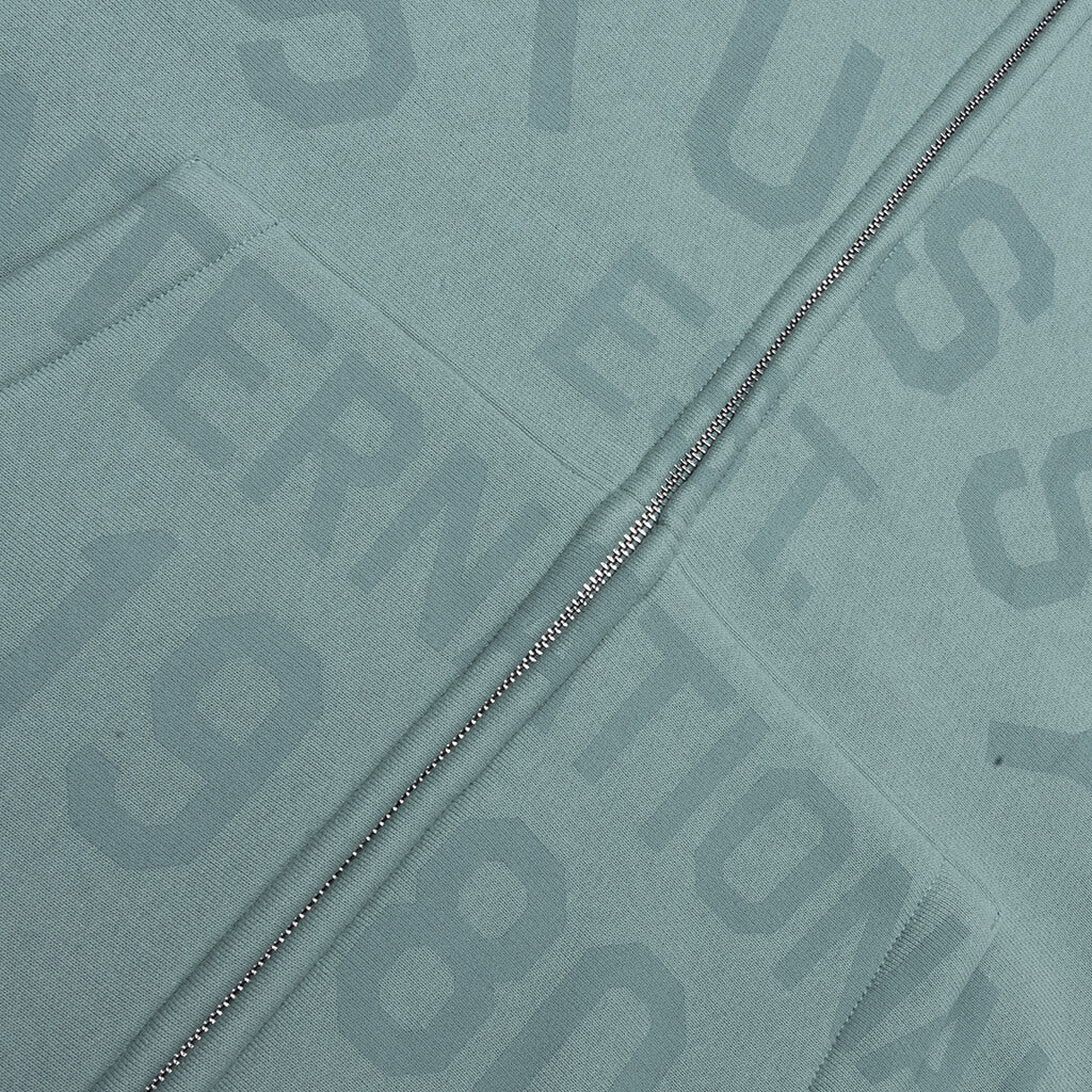 Established Printed Zip Hoodie Grey Green