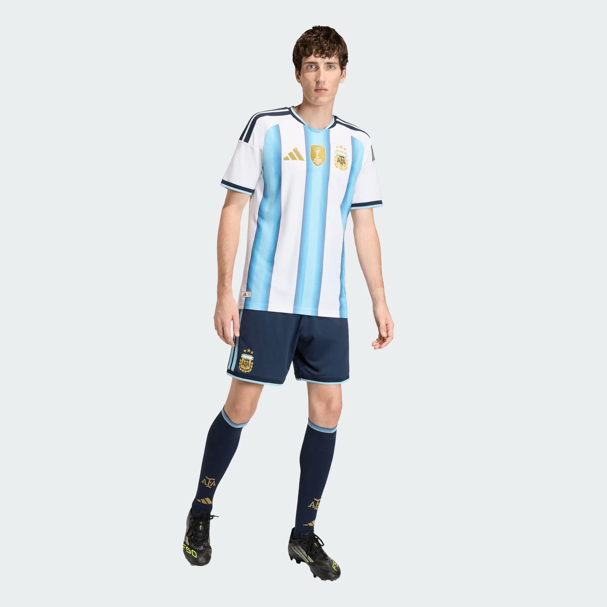 adidas Argentina Home Authentic Mens Soccer Jersey 26 White Blue
