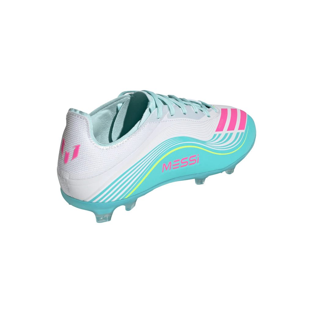 adidas F50 Messi Elite FG Firm Ground Youth Soccer Cleats White Pink Aqua