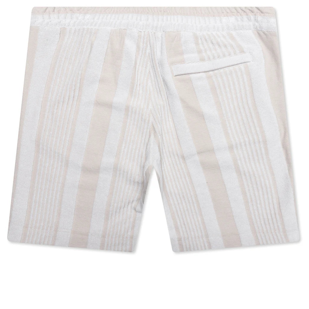 Bermuda Shorts with Stripes White Beige