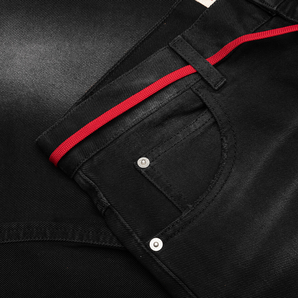 Drawstring Wide Denim Black