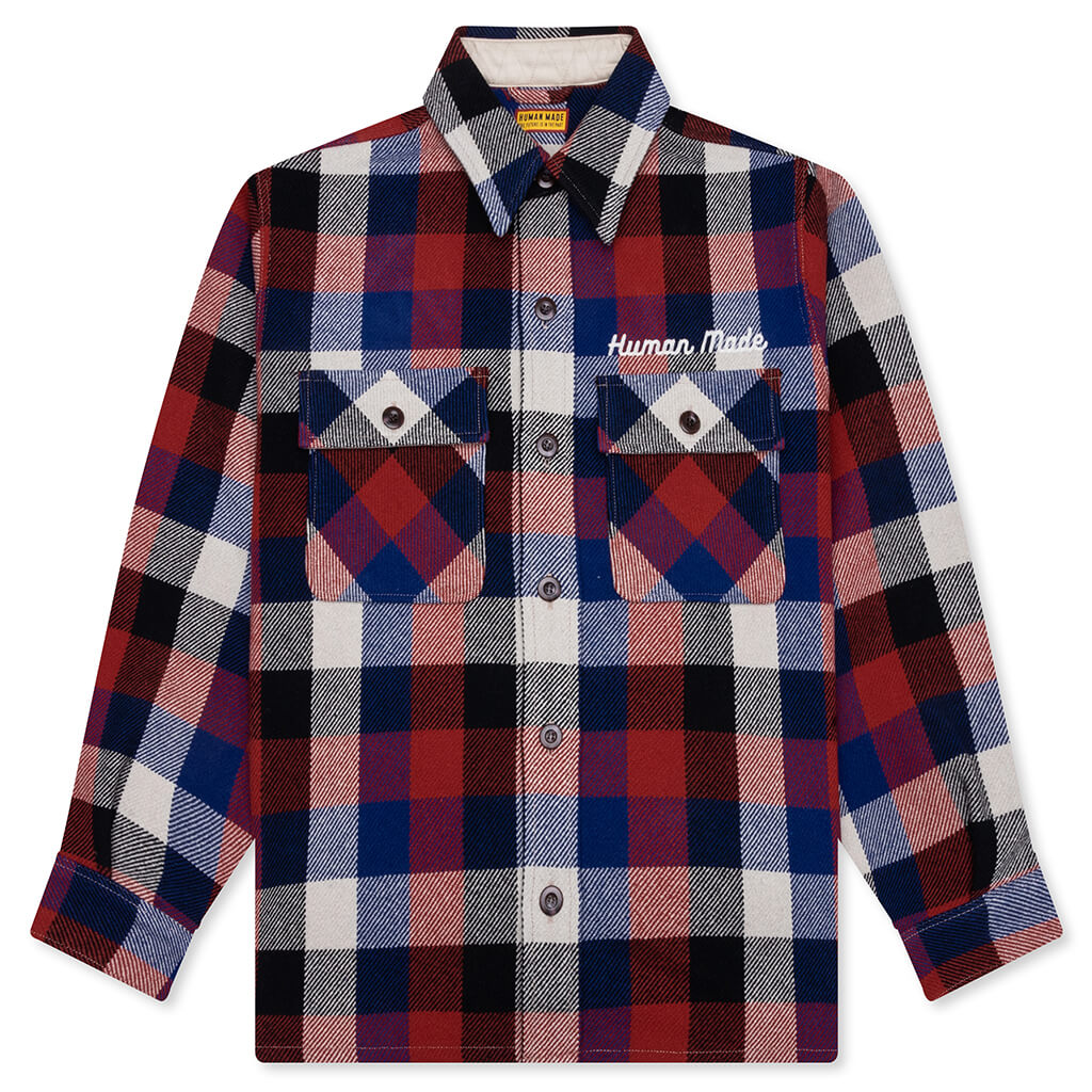 Wool Check Shirt Jacket Red