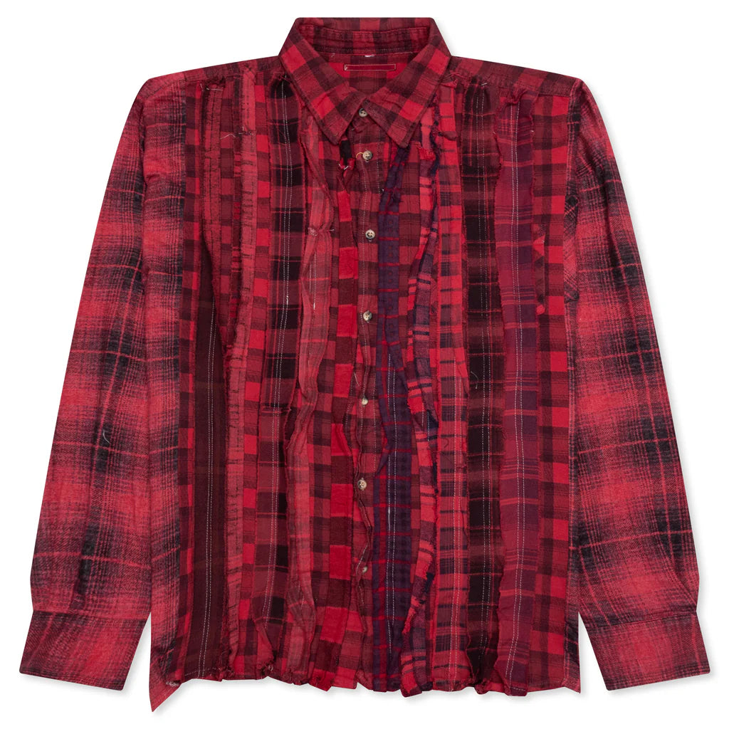 Over Dyed Ribbon Wide Shirt Red