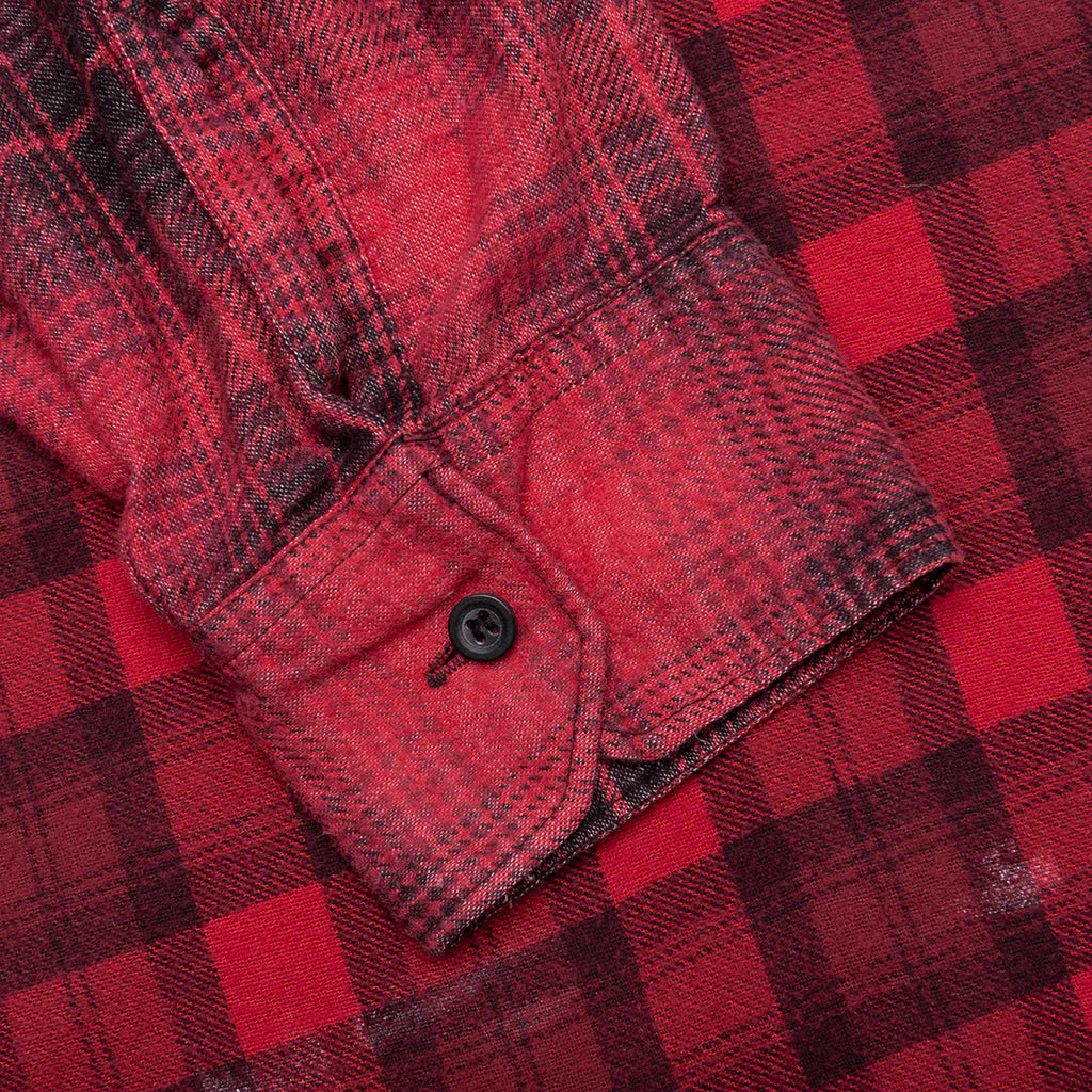 Over Dyed Ribbon Wide Shirt Red