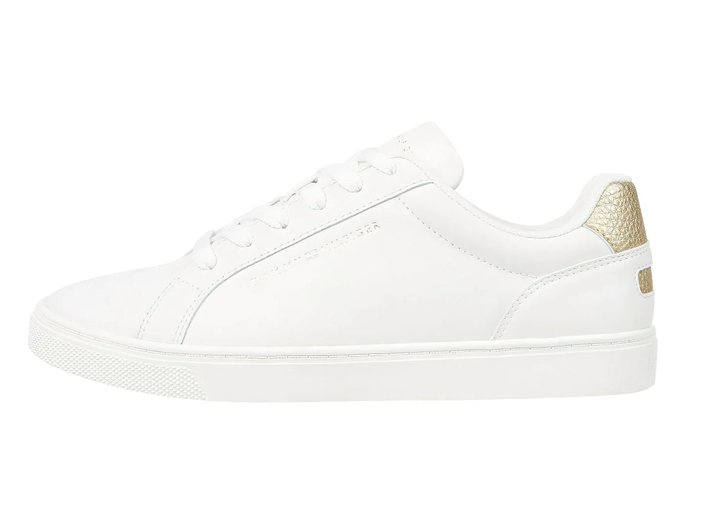 Tenis Tommy Hilfiger Essential Cupsole Blanco y Oro para Mujer