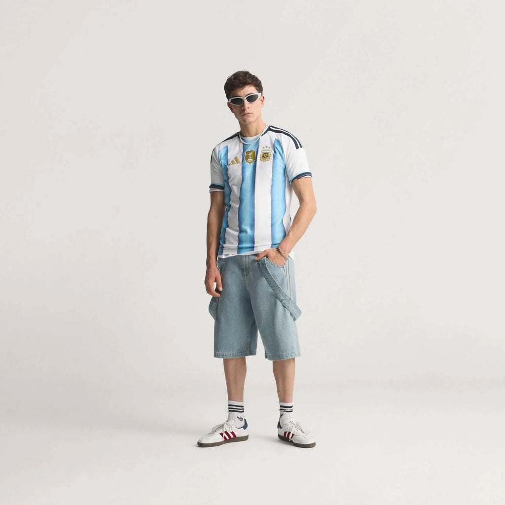 adidas Argentina Home Authentic Mens Soccer Jersey 26 White Blue
