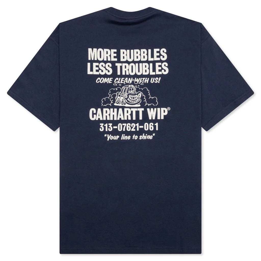 S S Less Troubles T Shirt Blue Wax