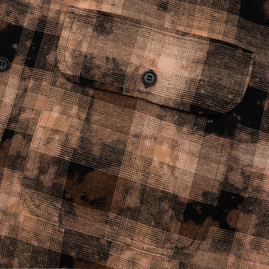 Curved Logo Check Shirt L S Brown Off White