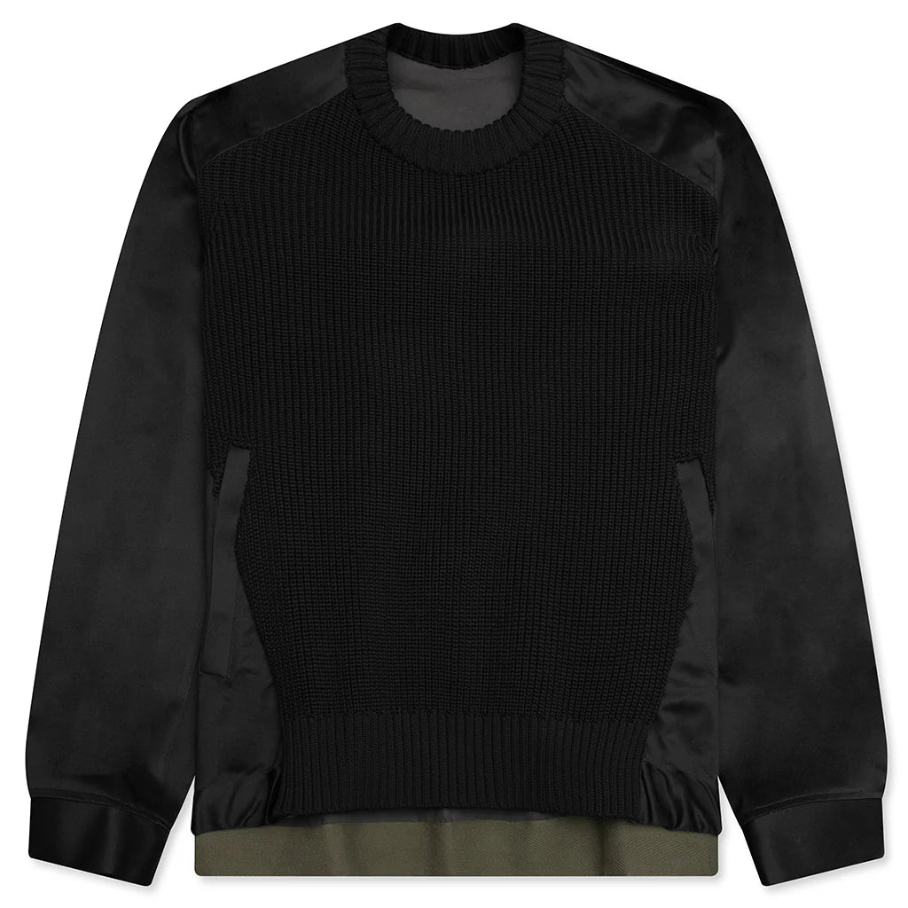 Cotton Chino Mix Pullover Black Navy Dark Khaki