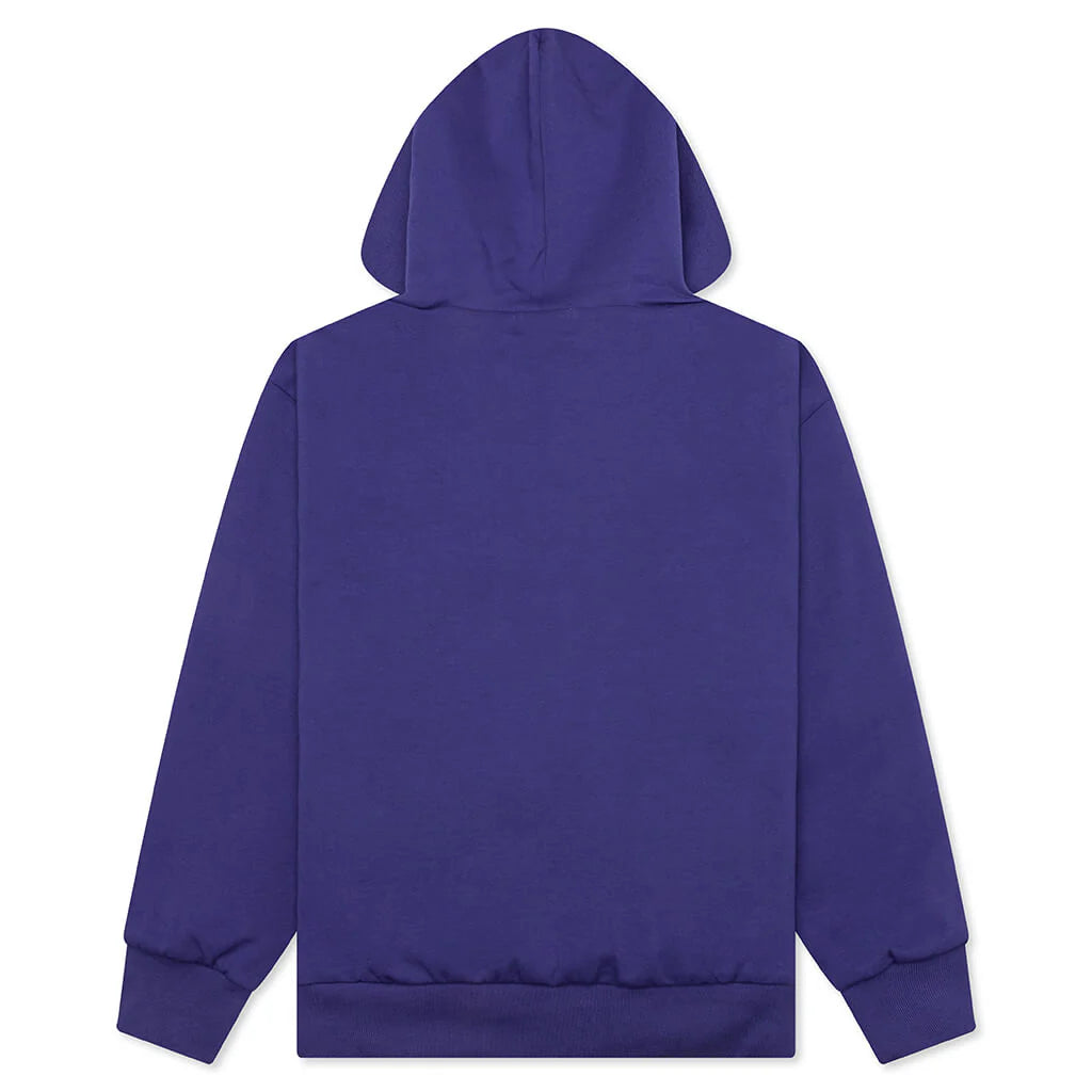 College Puffy Relaxed Fit Pullover Hoodie Blue