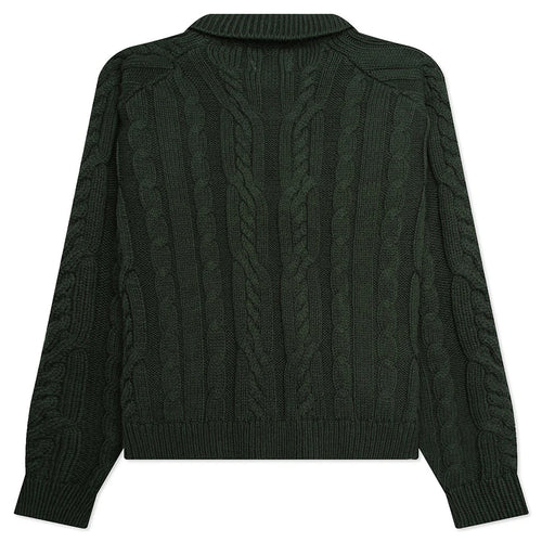 Cable Zip Henley Green