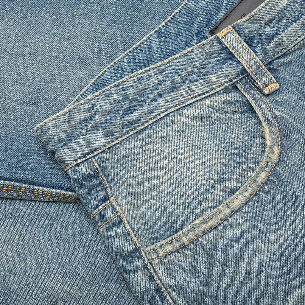 Unpicked Hem Straight Fit Pant Medium Blue